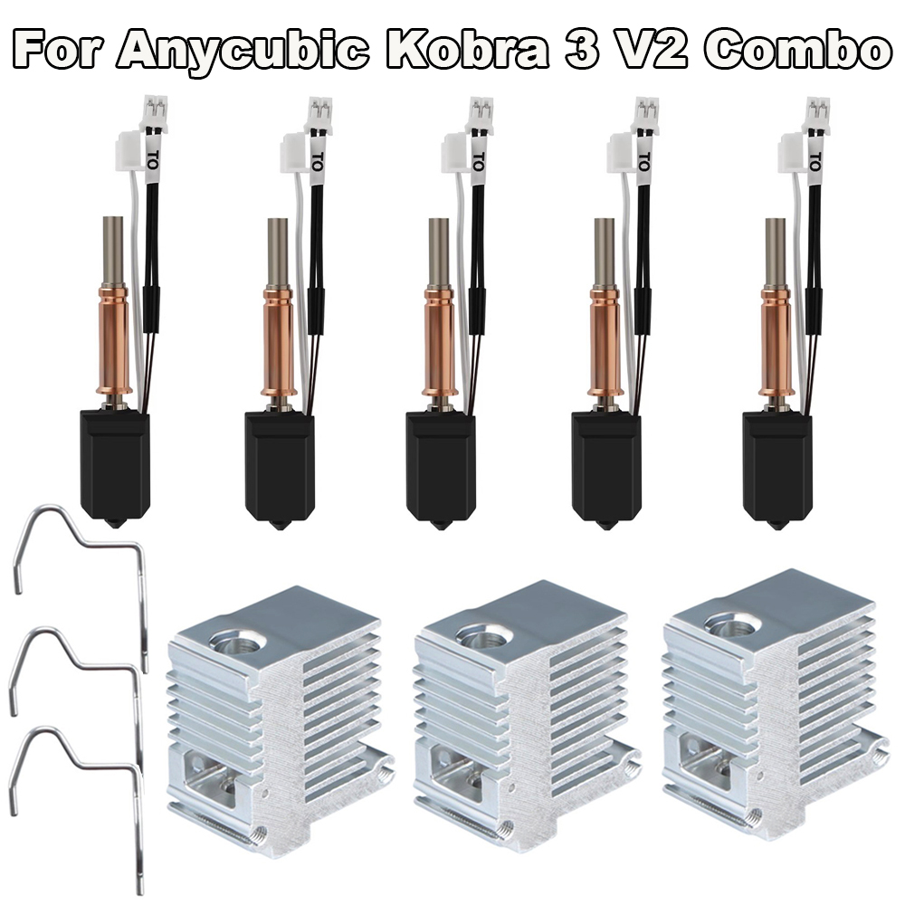 Hotend Assembly - Anycubic Kobra 3 V2 Combo 3Dプリンター用アップグレードホットエンドキット、プリントヘッドバイメタルヒートブレークセラミックヒートロッド（Kobra