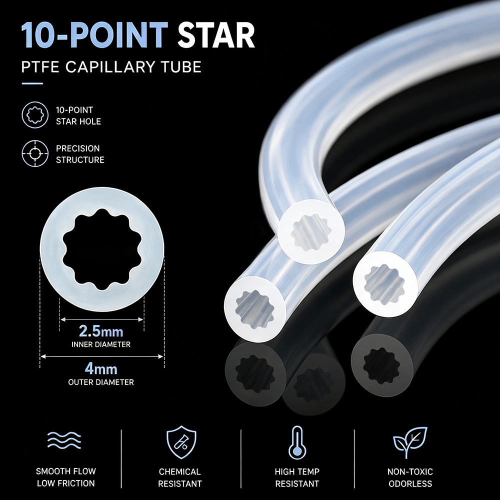 Ptfe Tube - 星形のPTFEチューブ、多色、内径2.5mm、外径4mm、テフロン製、超滑らかで摩擦の少ないボウデンホース。Bambu Lab、AMS、Creality、Ender3に対応。