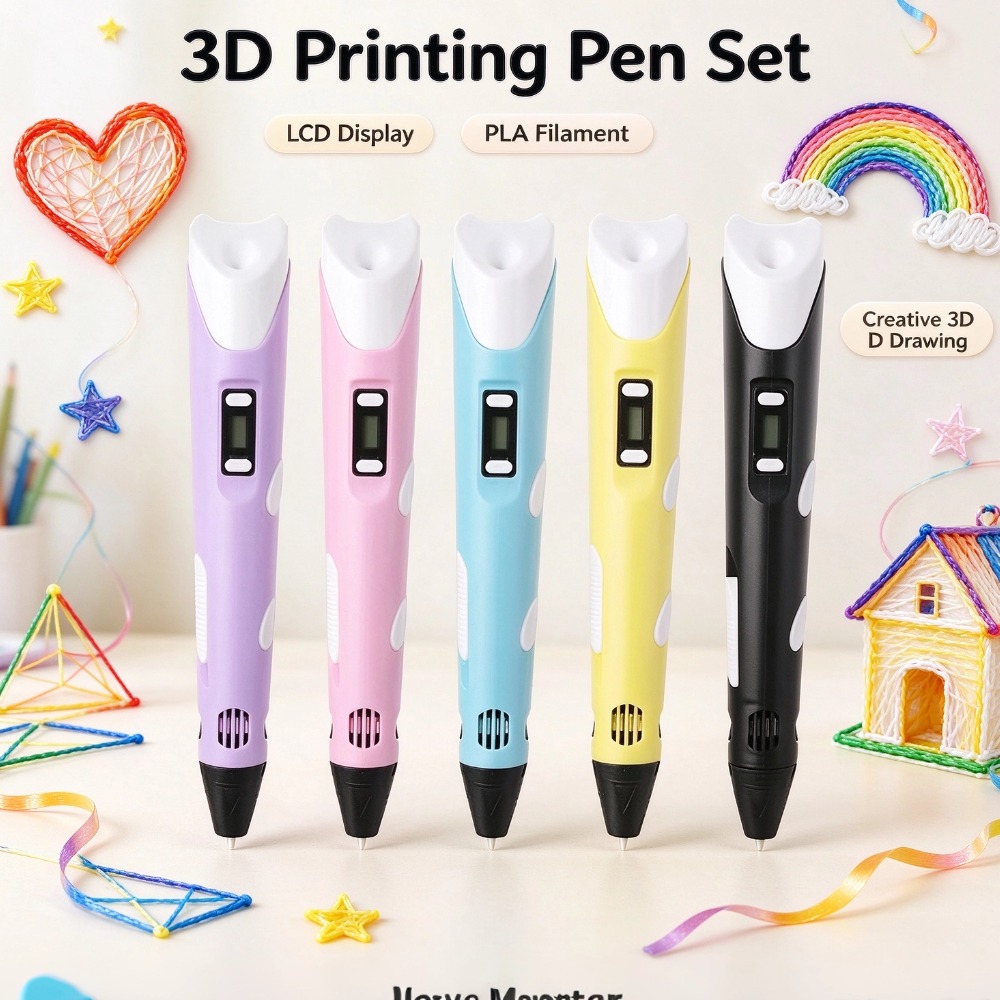 Pla Filament - 3Dプリンティングペンキット。LCDディスプレイ付きで、温度調整が可能。PLAフィラメント付属。3D DIYグラフィティアート、工作、お絵かき、おもちゃとして。子供へのプレゼントに最適。