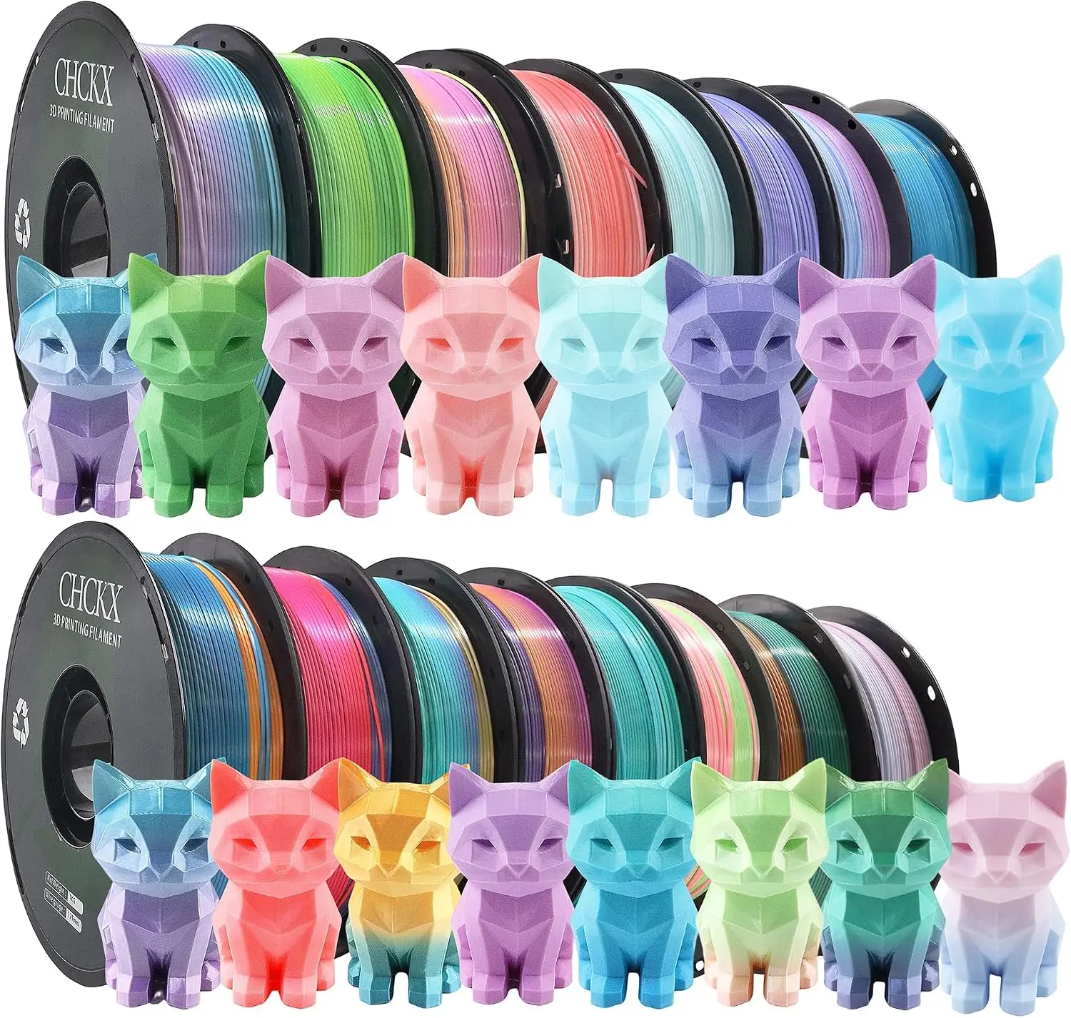 Pla Filament - US倉庫16パックシルクレインボーPLA 3Dプリンターフィラメントセット、16ロール、寸法精度±0.02mm、1kg（2.2ポンド）、1.75m