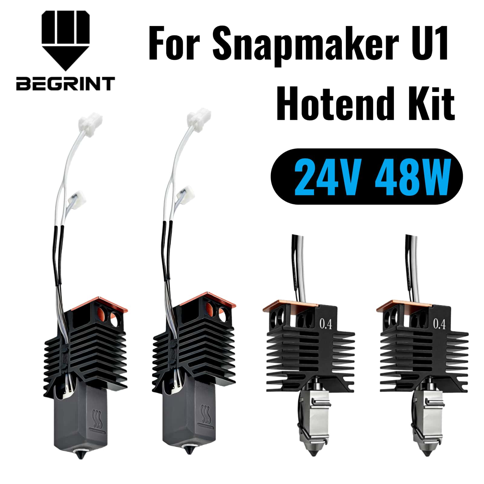 High Flow Ceramic Hotend - Snapmaker U1 ホットエンド用 24V 48W セラミックブロックキット
