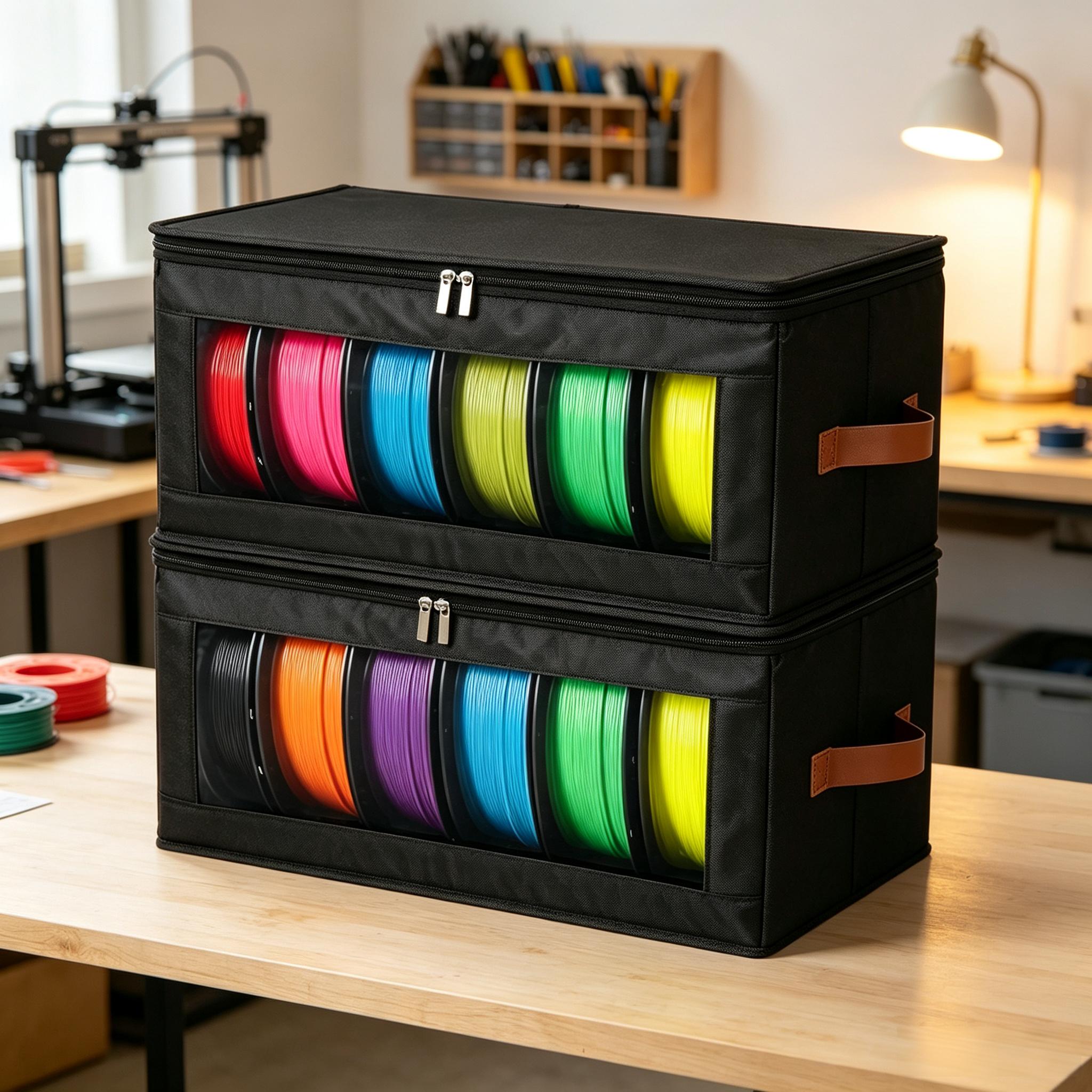 3D Printer - 防湿3Dプリンターフィラメント収納バッグ 透明窓付き 折りたたみ式オーガナイザー 1kgのPLA、PETG、TPU、ABSフィラメントスプールに対応