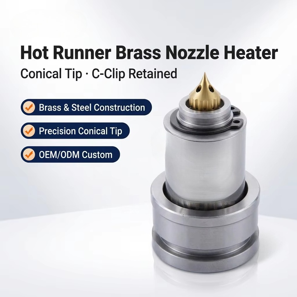 Nozzle Brass - ホットランナー金型用真鍮製ノズルヒーター、オープンランナー用加熱素子、ノズル先端、安定した温度制御