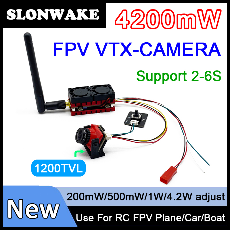 Build Plate - 40kmを超える長距離通信が可能な5.8GHz、4.2WのFPV送信機。4200MW、48チャンネル、冷却ファン内蔵。2.1mm、1200TVLのFPVカメラを搭載。RC用。